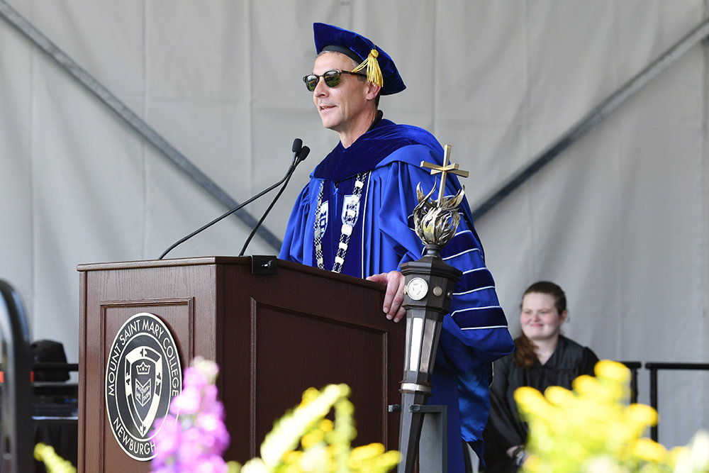 Dr. Jason N. Adsit, president of Mount Saint Mary College, welcomed a sea of graduates on Saturday, May 21.